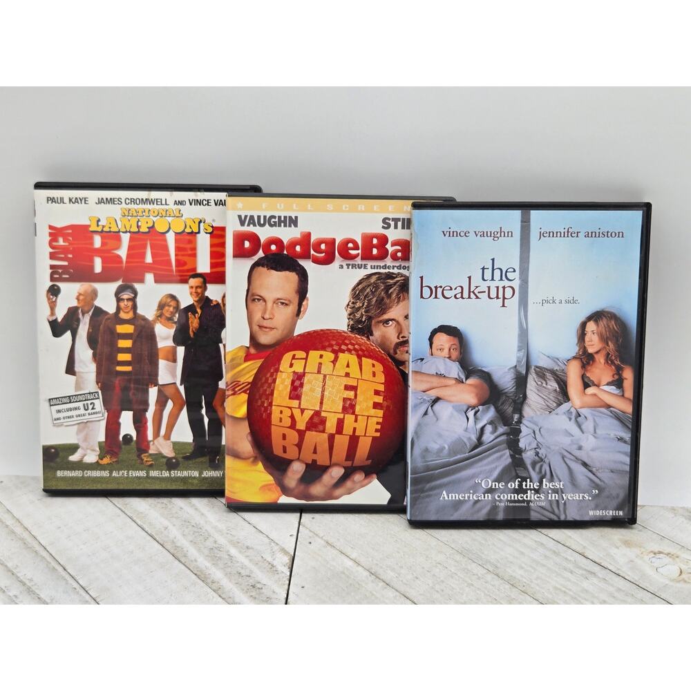 Vince Vaughn Classics DVD 3 Movie Bundle / Breakup / Black Ball / Dodge Ball
